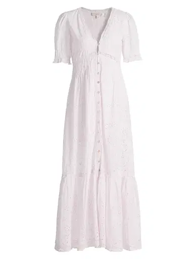 LoveShackFancy Women's Tarragon Broderie Anglaise V-Neck Maxi Dress | Thumbnail 1