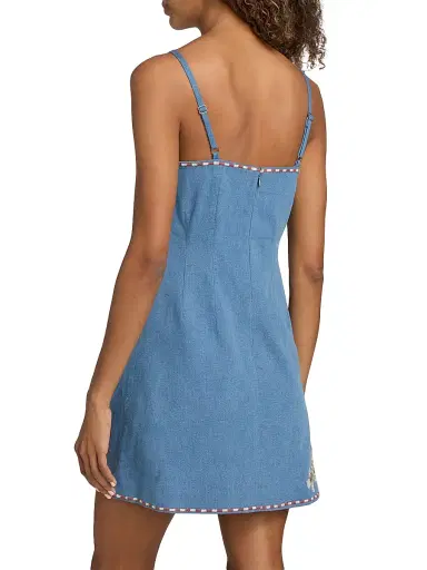 Veronica Beard Women's Chester Floral Embroidered Minidress - Sea Glare - Size 6 | Thumbnail 5 Veronica Beard Women's Chester Floral Embroidered Minidress - Sea Glare - Size 6 | Thumbnail 5