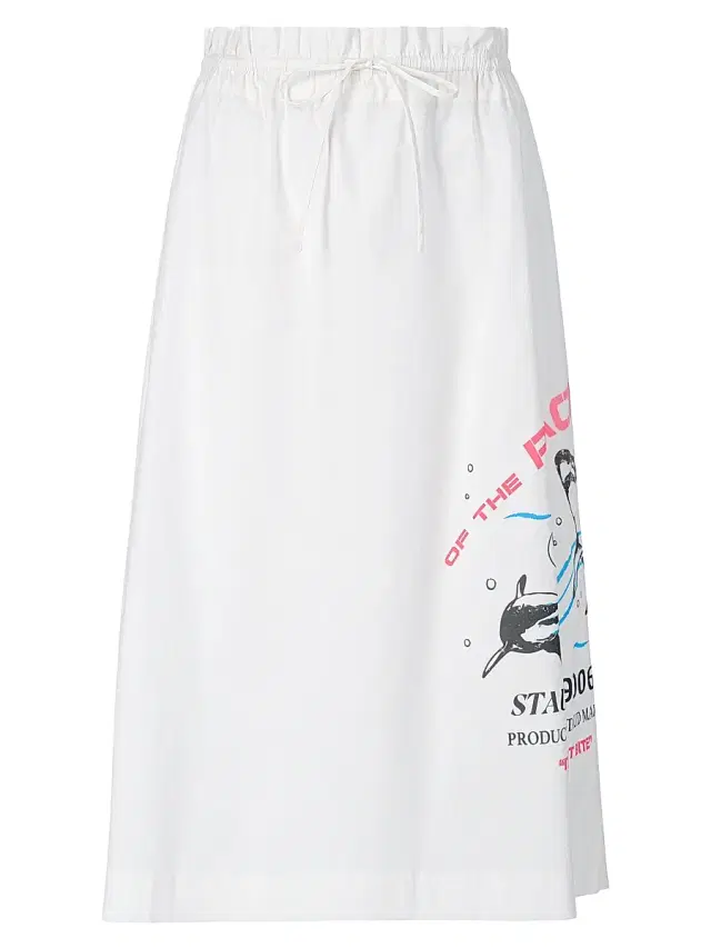 Staud Women's Shore Shark Print Cotton Midi-Skirt - Of The Pacific