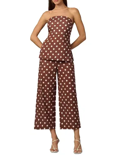 Joe's Jeans Women's The Mariel Polka Dot Strapless Top - Chocolate Ecru Dot - Size XS | Thumbnail 2