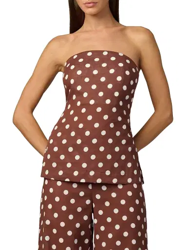 Joe's Jeans Women's The Mariel Polka Dot Strapless Top - Chocolate Ecru Dot - Size XS | Thumbnail 3