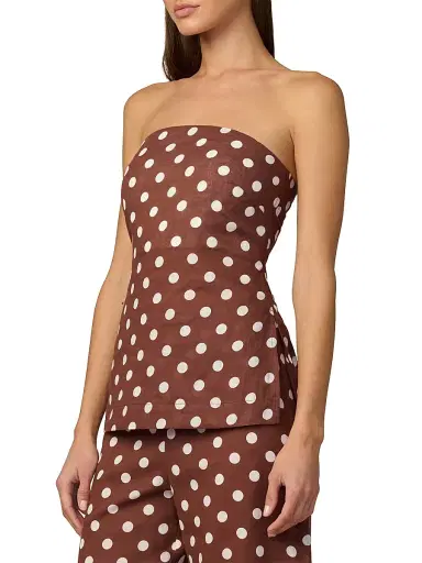 Joe's Jeans Women's The Mariel Polka Dot Strapless Top - Chocolate Ecru Dot - Size XS | Thumbnail 4