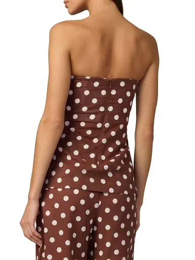 Joe's Jeans Women's The Mariel Polka Dot Strapless Top - Chocolate Ecru Dot - Size XS | Thumbnail 5