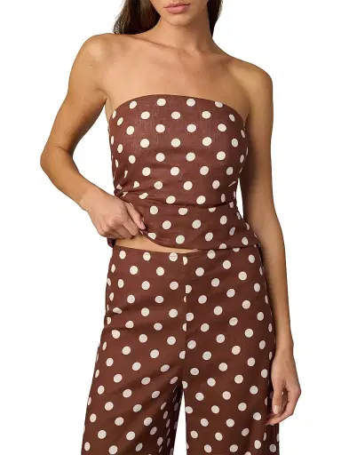 Joe's Jeans Women's The Mariel Polka Dot Strapless Top - Chocolate Ecru Dot - Size XS | Thumbnail 6