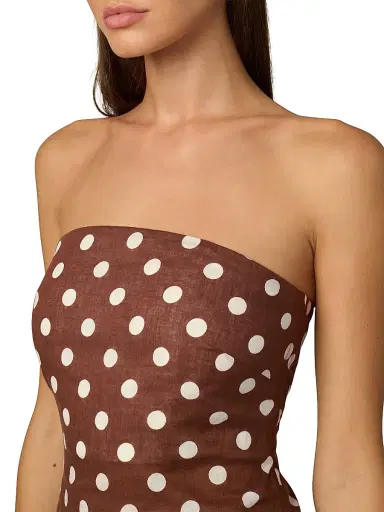 Joe's Jeans Women's The Mariel Polka Dot Strapless Top - Chocolate Ecru Dot - Size XS | Thumbnail 7