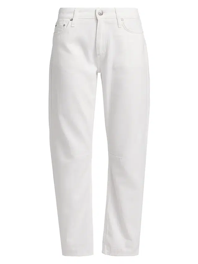 rag & bone Women's Featherweight Stevie Slim Tapered Barrel-Leg Jeans - White