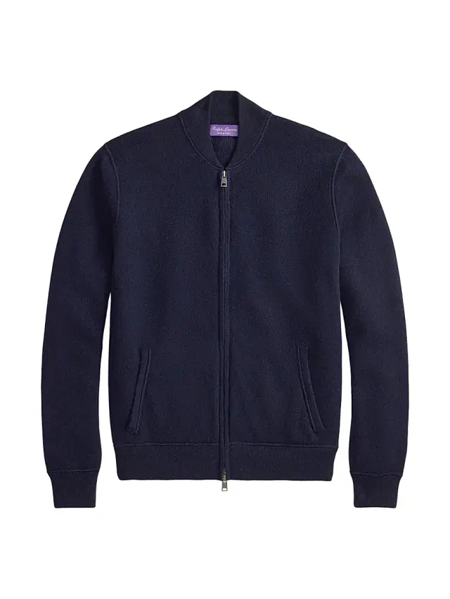 Men's Cashmere Full-Zip Sweater - Dark Navy