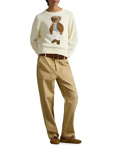 Polo Ralph Lauren Women's Traveler Bear Cotton Sweater - Parchment Cream | Thumbnail 2 Polo Ralph Lauren Women's Traveler Bear Cotton Sweater - Parchment Cream | Thumbnail 2