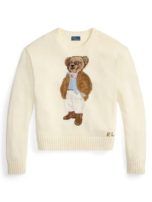 Polo Ralph Lauren Women's Traveler Bear Cotton Sweater - Parchment Cream