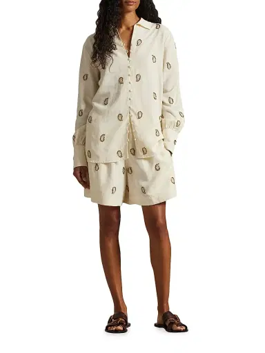 Polo Ralph Lauren Women's Demi Beaded Paisley Shirt | Thumbnail 2 Polo Ralph Lauren Women's Demi Beaded Paisley Shirt | Thumbnail 2