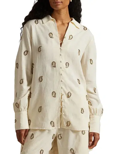 Polo Ralph Lauren Women's Demi Beaded Paisley Shirt | Thumbnail 3 Polo Ralph Lauren Women's Demi Beaded Paisley Shirt | Thumbnail 3