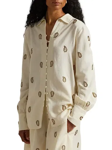 Polo Ralph Lauren Women's Demi Beaded Paisley Shirt | Thumbnail 4 Polo Ralph Lauren Women's Demi Beaded Paisley Shirt | Thumbnail 4