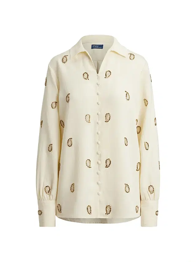 Polo Ralph Lauren Women's Demi Beaded Paisley Shirt - Trophy Cream