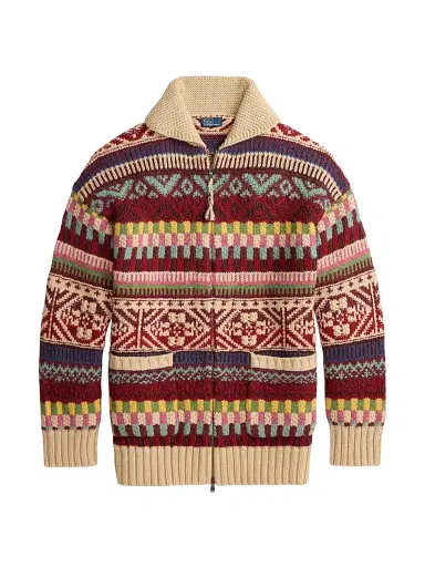 Polo Ralph Lauren Women's Geometric Cotton-Wool Cardigan - Brick Multi | Thumbnail 1