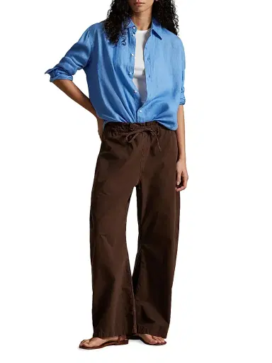 Polo Ralph Lauren Women's Solid Linen Button-Front Shirt - Blue | Thumbnail 2