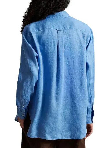 Polo Ralph Lauren Women's Solid Linen Button-Front Shirt - Blue | Thumbnail 4