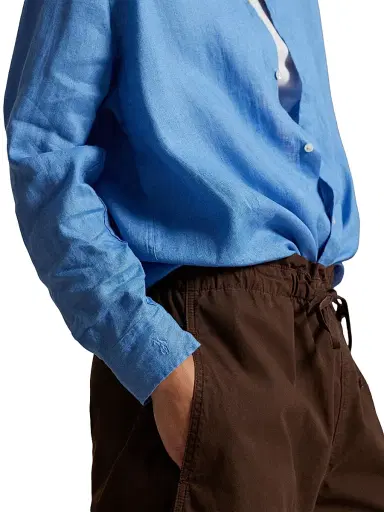 Polo Ralph Lauren Women's Solid Linen Button-Front Shirt - Blue | Thumbnail 5