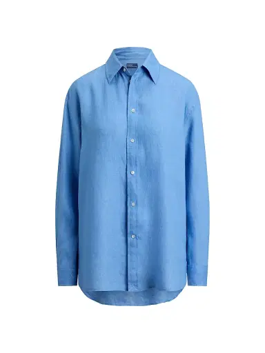 Polo Ralph Lauren Women's Solid Linen Button-Front Shirt - Blue | Thumbnail 1