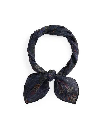 Ralph Lauren Purple Label Men's Paisley Cashmere-Silk Neckerchief - Navy Multi | Thumbnail 4 Ralph Lauren Purple Label Men's Paisley Cashmere-Silk Neckerchief - Navy Multi | Thumbnail 4