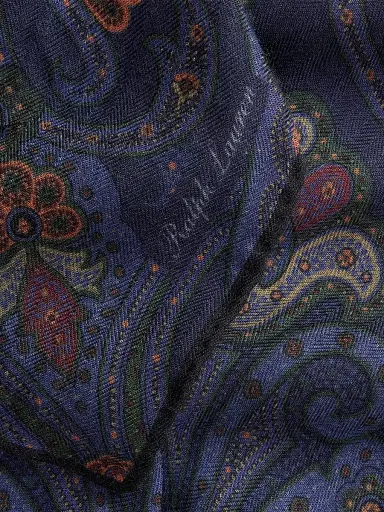 Ralph Lauren Purple Label Men's Paisley Cashmere-Silk Neckerchief - Navy Multi | Thumbnail 5 Ralph Lauren Purple Label Men's Paisley Cashmere-Silk Neckerchief - Navy Multi | Thumbnail 5