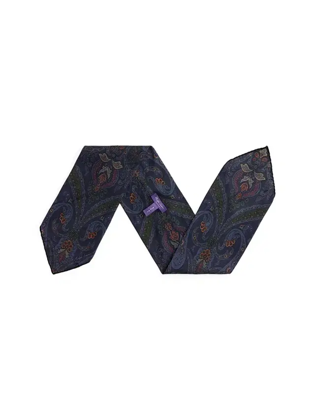 Men's Paisley Cashmere-Silk Neckerchief - Navy Multi