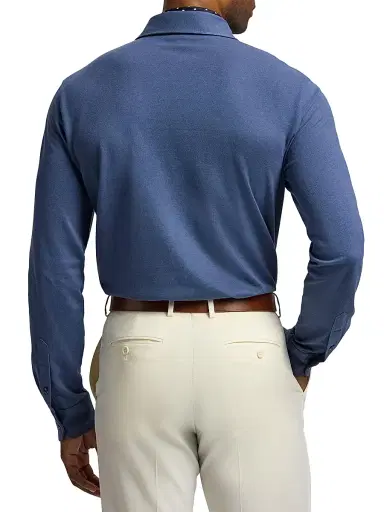 Ralph Lauren Purple Label Men's Cotton-Cashmere Piqué Polo Shirt - Vintage Indigo | Thumbnail 5 Ralph Lauren Purple Label Men's Cotton-Cashmere Piqué Polo Shirt - Vintage Indigo | Thumbnail 5