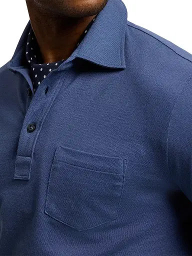 Ralph Lauren Purple Label Men's Cotton-Cashmere Piqué Polo Shirt - Vintage Indigo | Thumbnail 6 Ralph Lauren Purple Label Men's Cotton-Cashmere Piqué Polo Shirt - Vintage Indigo | Thumbnail 6