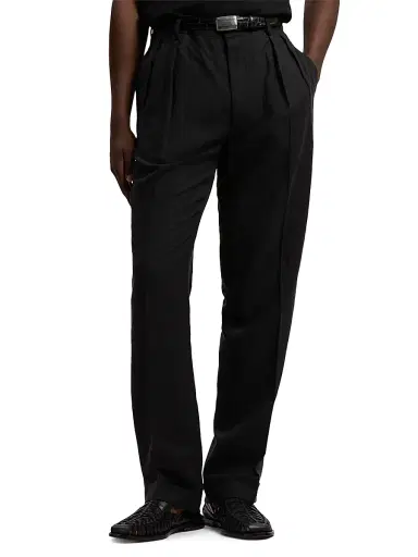 Ralph Lauren Purple Label Men's Glenn Hand-Tailored Silk-Linen Trousers - Black - Size 36 | Thumbnail 3 Ralph Lauren Purple Label Men's Glenn Hand-Tailored Silk-Linen Trousers - Black - Size 36 | Thumbnail 3