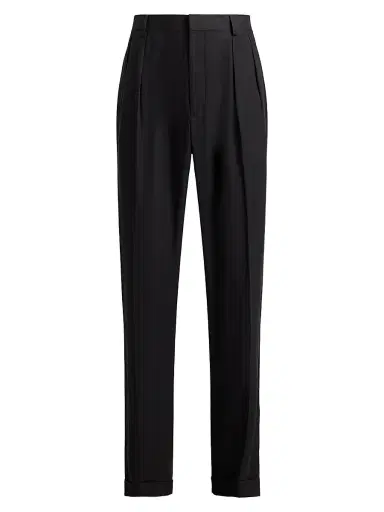 Ralph Lauren Purple Label Men's Glenn Hand-Tailored Silk-Linen Trousers - Black - Size 36 | Thumbnail 1 Ralph Lauren Purple Label Men's Glenn Hand-Tailored Silk-Linen Trousers - Black - Size 36 | Thumbnail 1