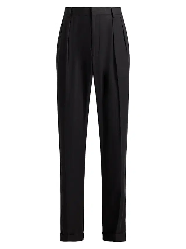 Men's Glenn Hand-Tailored Silk-Linen Trousers - Black