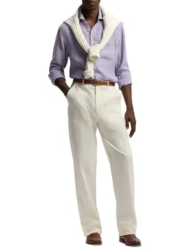 Ralph Lauren Purple Label Men's Linen Chambray Shirt - Wisteria Purple | Thumbnail 2