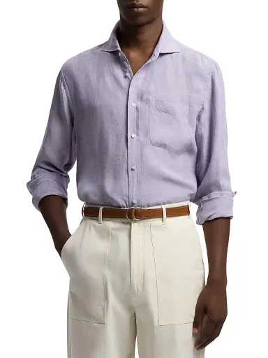 Ralph Lauren Purple Label Men's Linen Chambray Shirt - Wisteria Purple | Thumbnail 3