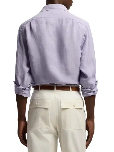 Ralph Lauren Purple Label Men's Linen Chambray Shirt - Wisteria Purple | Thumbnail 5