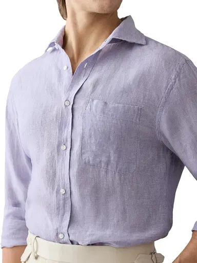 Ralph Lauren Purple Label Men's Linen Chambray Shirt - Wisteria Purple | Thumbnail 7
