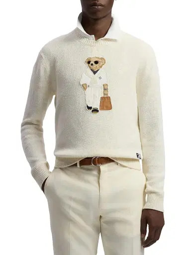 Ralph Lauren Purple Label Men's Polo Bear Silk-Linen Sweater - Classic Cream | Thumbnail 3 Ralph Lauren Purple Label Men's Polo Bear Silk-Linen Sweater - Classic Cream | Thumbnail 3