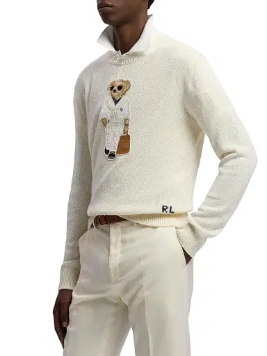 Ralph Lauren Purple Label Men's Polo Bear Silk-Linen Sweater - Classic Cream | Thumbnail 4 Ralph Lauren Purple Label Men's Polo Bear Silk-Linen Sweater - Classic Cream | Thumbnail 4