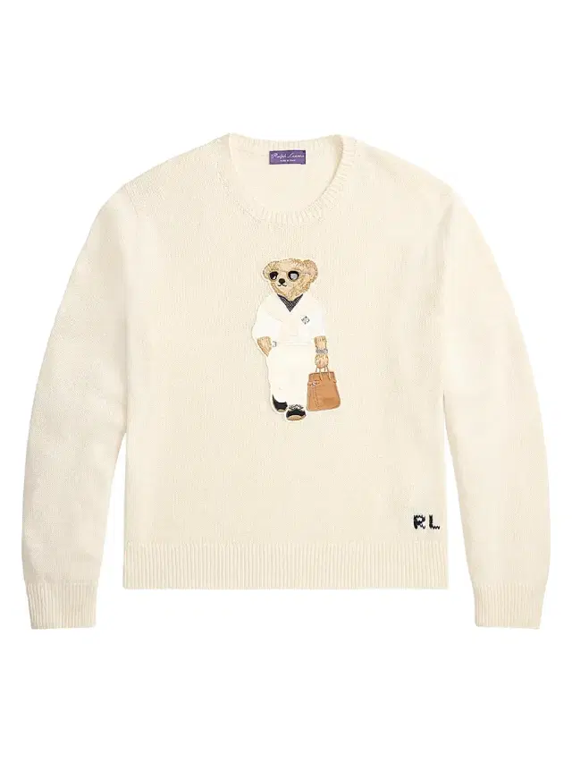 Men's Polo Bear Silk-Linen Sweater - Classic Cream