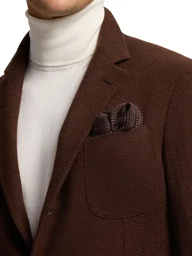 Ralph Lauren Purple Label Men's Pin Dot Cashmere-Silk Pocket Square - Luggage Brown | Thumbnail 2 Ralph Lauren Purple Label Men's Pin Dot Cashmere-Silk Pocket Square - Luggage Brown | Thumbnail 2