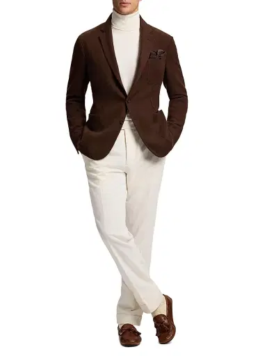 Ralph Lauren Purple Label Men's Pin Dot Cashmere-Silk Pocket Square - Luggage Brown | Thumbnail 3 Ralph Lauren Purple Label Men's Pin Dot Cashmere-Silk Pocket Square - Luggage Brown | Thumbnail 3