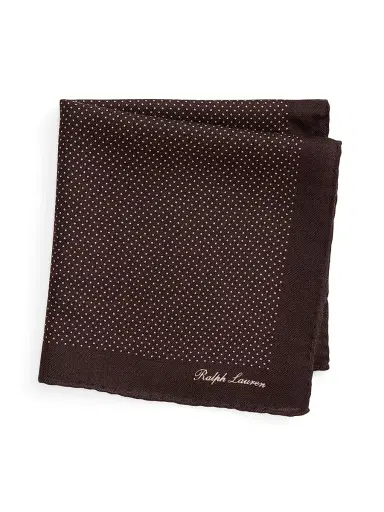 Ralph Lauren Purple Label Men's Pin Dot Cashmere-Silk Pocket Square - Luggage Brown | Thumbnail 4 Ralph Lauren Purple Label Men's Pin Dot Cashmere-Silk Pocket Square - Luggage Brown | Thumbnail 4