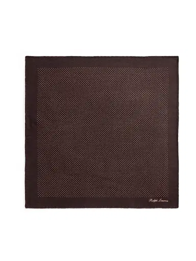 Ralph Lauren Purple Label Men's Pin Dot Cashmere-Silk Pocket Square - Luggage Brown | Thumbnail 1 Ralph Lauren Purple Label Men's Pin Dot Cashmere-Silk Pocket Square - Luggage Brown | Thumbnail 1