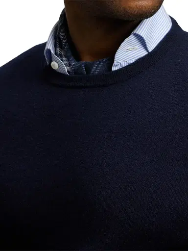 Ralph Lauren Purple Label Men's Tonal Plaid Cashmere-Silk Neckerchief - Navy | Thumbnail 2 Ralph Lauren Purple Label Men's Tonal Plaid Cashmere-Silk Neckerchief - Navy | Thumbnail 2