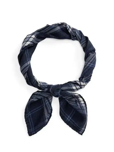 Ralph Lauren Purple Label Men's Tonal Plaid Cashmere-Silk Neckerchief - Navy | Thumbnail 4 Ralph Lauren Purple Label Men's Tonal Plaid Cashmere-Silk Neckerchief - Navy | Thumbnail 4