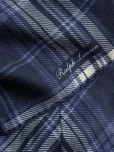 Ralph Lauren Purple Label Men's Tonal Plaid Cashmere-Silk Neckerchief - Navy | Thumbnail 5 Ralph Lauren Purple Label Men's Tonal Plaid Cashmere-Silk Neckerchief - Navy | Thumbnail 5