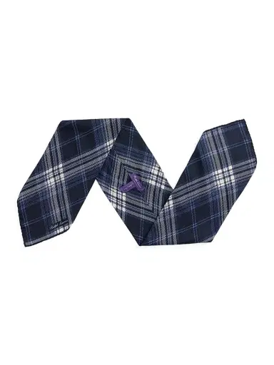 Ralph Lauren Purple Label Men's Tonal Plaid Cashmere-Silk Neckerchief - Navy | Thumbnail 1 Ralph Lauren Purple Label Men's Tonal Plaid Cashmere-Silk Neckerchief - Navy | Thumbnail 1