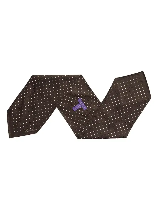 Men's Polka Dot Cashmere-Silk Neckerchief - Luggage Brown