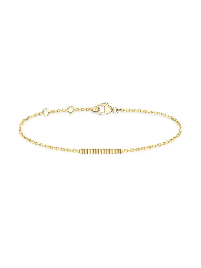 Women's Quatre 18K Yellow Gold Grosgrain Bar Charm Bracelet - Yellow Gold