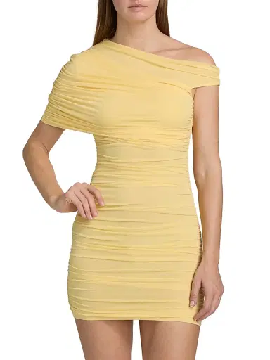 Ronny Kobo Women's Cicilia Ruched Minidress - Banana - Size XL | Thumbnail 3
