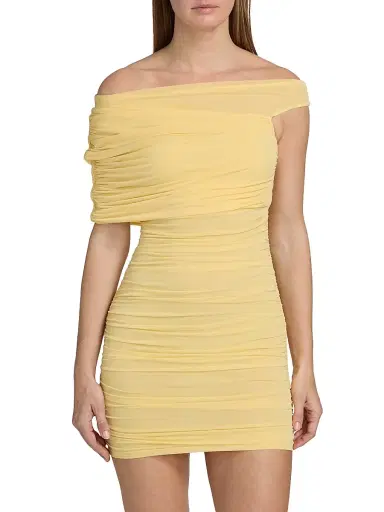 Ronny Kobo Women's Cicilia Ruched Minidress - Banana - Size XL | Thumbnail 6