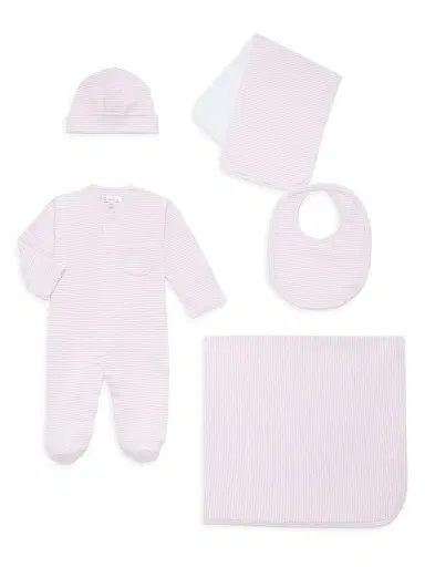 Kissy Kissy Baby Girl's 5-Piece Simple Striped Gift Set - Pink - Size Newborn | Thumbnail 1